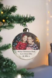 Personalised Memento Company Personalised Message Photo Upload Glass Bauble in Clear - thumbnail 4