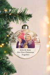 Personalised Memento Company Personalised Message Photo Upload Glass Bauble in Clear - thumbnail 3