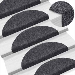 Berkfield Home Self-adhesive Stair Mats 5 pcs Dark Grey 56x17x3 cm Needle Punch - Size: Medium - thumbnail 6