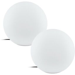 Loops 2 PACK IP65 Outdoor Garden Ball Light White Plastic 1x 40W E27 390mm Globe