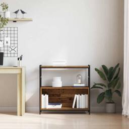 Berkfield Home Book Cabinet Smoked Oak 80x30x78, 5 cm Engineered Wood in Brown - thumbnail 4