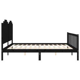 Berkfield Home Beautiful Bed Frame with Headboard Black 200x200 cm Solid Wood - thumbnail 7