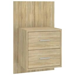 Berkfield Home Bed Headboard with Cabinets Sonoma Oak Engineered Wood in Brown - thumbnail 4