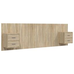 Berkfield Home Bed Headboard with Cabinets Sonoma Oak Engineered Wood in Brown - thumbnail 2