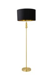 ValueLights Marissa Gold Stacked Ball Floor Lamp with Velvet with Gold Inner Shade & Bulb in Black - thumbnail 6