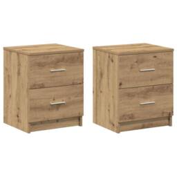 Berkfield Home Bedside Cabinets 2 pcs with 2 Drawers Artisan Oak 40x36x50 cm in Brown - Size: 40 x 36 x 50 cm - thumbnail 1
