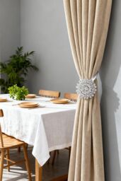 Living and Home 2-Pack Silver Crystal Flower Magnetic Curtain Tie backs with Elastic Spring