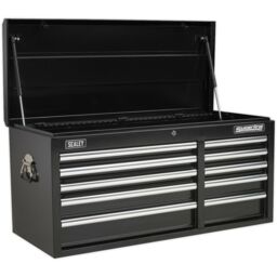 Loops 1025 x 435 x 495mm BLACK 10 Drawer Topchest Tool Chest Lockable Storage Cabinet