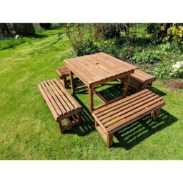 Churnet Valley Garden Furniture Ltd Contemporary 8 Seater Table & Bench Set - Timber - Fully Assembled in Brown - thumbnail 3