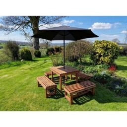 Churnet Valley Garden Furniture Ltd Contemporary 8 Seater Table & Bench Set - Timber - Fully Assembled in Brown - thumbnail 6