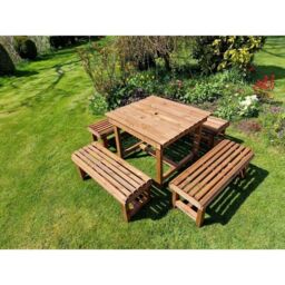 Churnet Valley Garden Furniture Ltd Contemporary 8 Seater Table & Bench Set - Timber - Fully Assembled in Brown - thumbnail 4