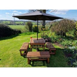 Churnet Valley Garden Furniture Ltd Contemporary 8 Seater Table & Bench Set - Timber - Fully Assembled in Brown - thumbnail 5