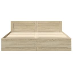 Berkfield Home Bed Frame with Headboard without Mattress Sonoma Oak 180x200 cm Super King in Brown - thumbnail 5
