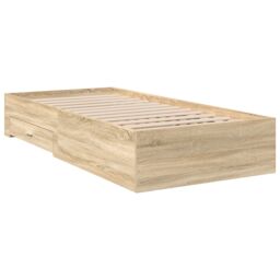 Berkfield Home Bed Frame Sonoma Oak 90x190 cm Engineered Wood in Brown - thumbnail 3