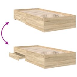 Berkfield Home Bed Frame Sonoma Oak 90x190 cm Engineered Wood in Brown - thumbnail 9