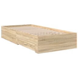 Berkfield Home Bed Frame Sonoma Oak 90x190 cm Engineered Wood in Brown - thumbnail 7