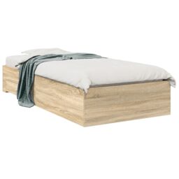 Berkfield Home Bed Frame Sonoma Oak 90x190 cm Engineered Wood in Brown - thumbnail 2