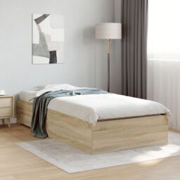 Berkfield Home Bed Frame Sonoma Oak 90x190 cm Engineered Wood in Brown - thumbnail 4