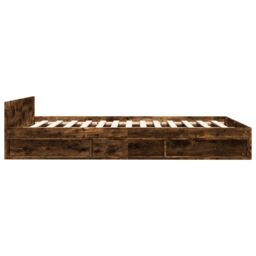 Berkfield Home Bed Frame with Drawers without Mattress Smoked Oak 160x200 cm in Brown - thumbnail 5