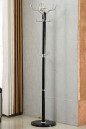 Modernique Metallo Metal & transparent Tube 185 cm High Coat Rack with Heavy Sturdy 38 cm Base in Black - thumbnail 3