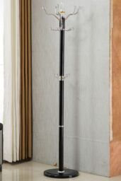 Modernique Metallo Metal & transparent Tube 185 cm High Coat Rack with Heavy Sturdy 38 cm Base in Black