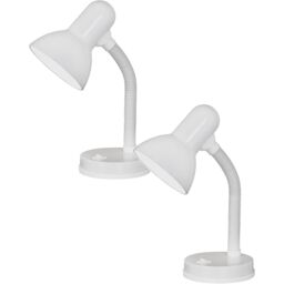 Loops 2 PACK Table Lamp Flexible Moveable Colour White Steel Rocker Switch E27 1x40W