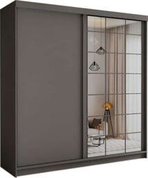 Sliding Wardrobes 4U Modern Sliding Wardrobe with LED Light W 200 x H 217 x D 62 in Grey - thumbnail 2