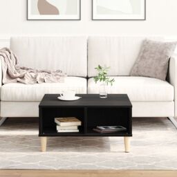 Berkfield Home Black Oak Coffee Table - 60x60x30 cm, Made of Engineered Wood - Size: 60 x 60 x 30 cm - thumbnail 4