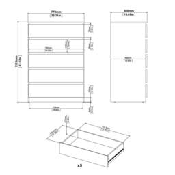 Wyld Haus Budapest Tall Chest of Drawers Natural Oak Effect 5 Drawers - thumbnail 8