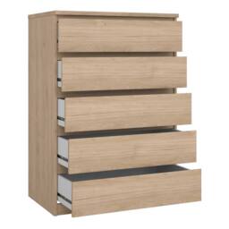Wyld Haus Budapest Tall Chest of Drawers Natural Oak Effect 5 Drawers - thumbnail 5