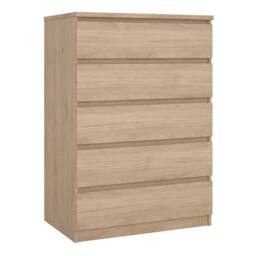 Wyld Haus Budapest Tall Chest of Drawers Natural Oak Effect 5 Drawers - thumbnail 2