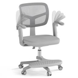 Costway Swivel Kids Mesh Desk Chair Children Study Chair w/Adjustable Height in Grey - thumbnail 3