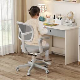 Costway Swivel Kids Mesh Desk Chair Children Study Chair w/Adjustable Height in Grey