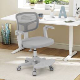 Costway Swivel Kids Mesh Desk Chair Children Study Chair w/Adjustable Height in Grey - thumbnail 6