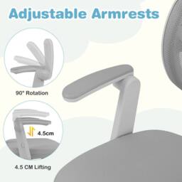 Costway Swivel Kids Mesh Desk Chair Children Study Chair w/Adjustable Height in Grey - thumbnail 9