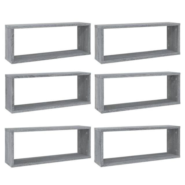 Berkfield Home Wall Cube Shelves 6 pcs Grey Sonoma 60x15x23 cm Engineered Wood - Size: 60 x 15 x 23 cm - image 1