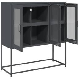 Berkfield Home Sideboard Anthracite 100.5x39x107 cm Cold-rolled Steel in Charcoal - thumbnail 6