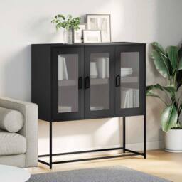 Berkfield Home Sideboard Anthracite 100.5x39x107 cm Cold-rolled Steel in Charcoal - thumbnail 4