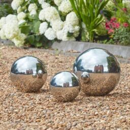 Marco Paul Stainless Steel Gazing Ball - 3pc Silver Polished Mirrored - thumbnail 1