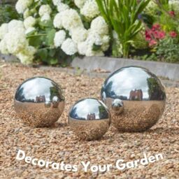 Marco Paul Stainless Steel Gazing Ball - 3pc Silver Polished Mirrored - thumbnail 6
