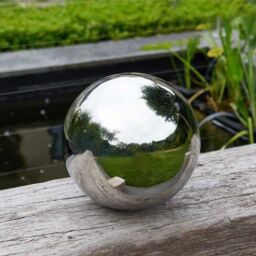 Marco Paul Stainless Steel Gazing Ball - 3pc Silver Polished Mirrored - thumbnail 7