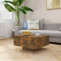 Berkfield Home Coffee Table Smoked Oak 60x60x31.5 cm Engineered Wood in Brown - thumbnail 1