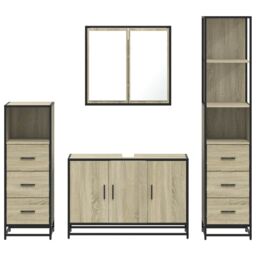 Berkfield Home 4¬†Piece Bathroom Furniture Set¬†Sonoma Oak Engineered Wood in Brown - thumbnail 5