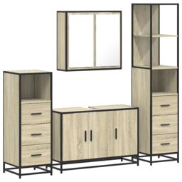 Berkfield Home 4¬†Piece Bathroom Furniture Set¬†Sonoma Oak Engineered Wood in Brown - thumbnail 2