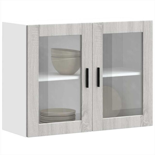 Berkfield Home Kitchen Wall Cabinet with Glass Door Porto Grey Sonoma - image 1