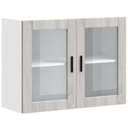 Berkfield Home Kitchen Wall Cabinet with Glass Door Porto Grey Sonoma - thumbnail 2