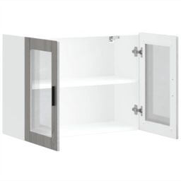 Berkfield Home Kitchen Wall Cabinet with Glass Door Porto Grey Sonoma - thumbnail 6
