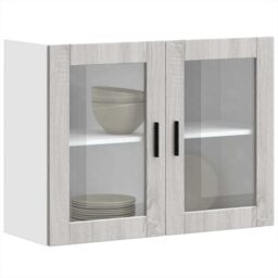 Berkfield Home Kitchen Wall Cabinet with Glass Door Porto Grey Sonoma - thumbnail 1