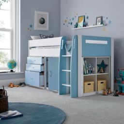 Bedmaster Lacy Storage Mid Sleeper Bed in Blue - Size: Single - thumbnail 2