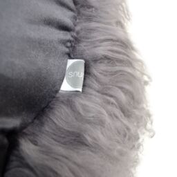 SNUGRUGS Round Mongolian Long Curly Wool Sheepskin Cushion with Inner - 40cm in Grey - thumbnail 3